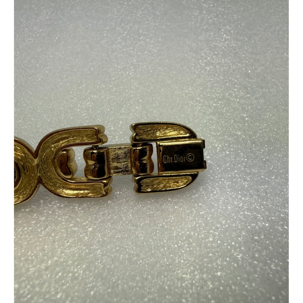 Vintage Dior‎ Gold Tone Chain Link Bracelet 191g Pave Crystal Statement 7” - Picture 7 of 9